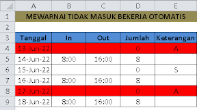 Cara Mewarnai Absen Otomatis Dengan Menggunakan Rumus Dalam Excel 